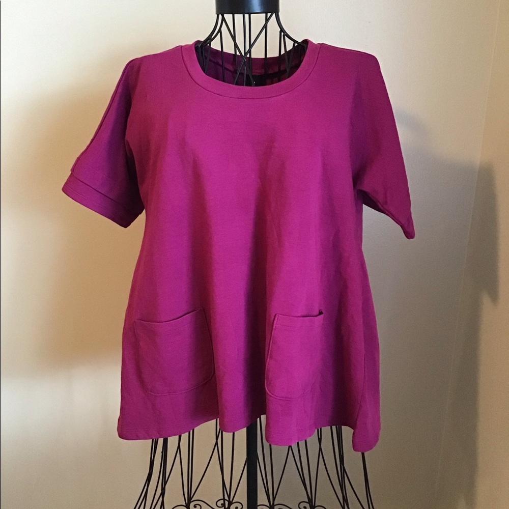 AGNES & DORA pocketed pullover berry
